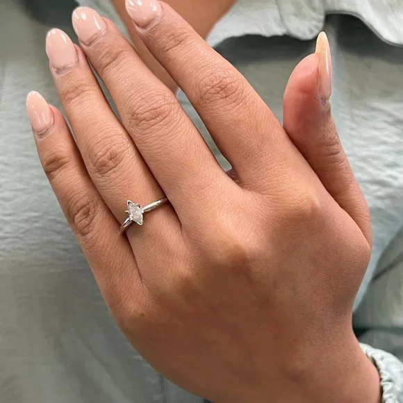 Rachel Koen Marquise Cut Diamond Engagement Ring 14K Gold 0.47Cttw Size 5.75